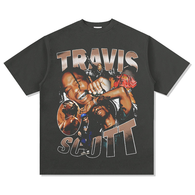 Cool t rapper hip hop Travis Scott print long sleeve short sleeve t-shirt Vintage