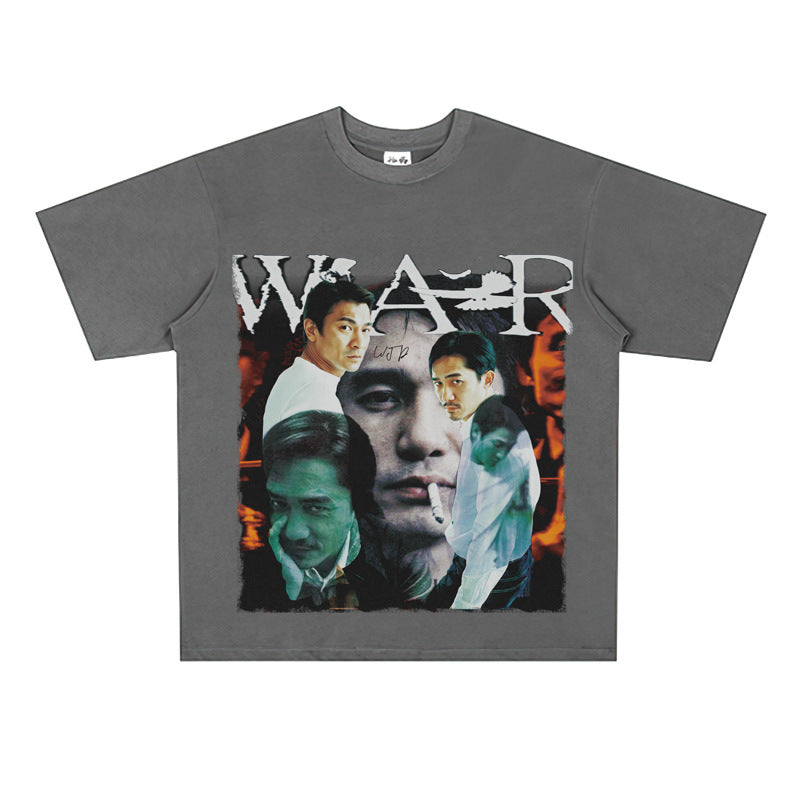 Film Star T Shirt Movie Andy Lau Short Sleeve Loose Retro American Street T-shirt
