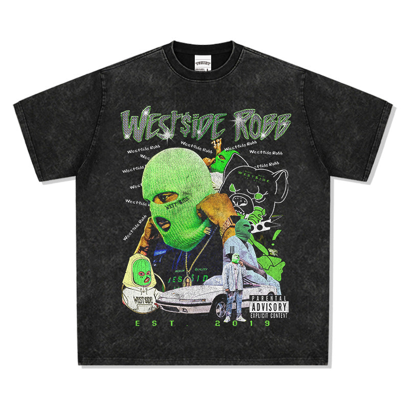 Cool t rapper hip hop robb print vintage hiphop short sleeve t-shirt