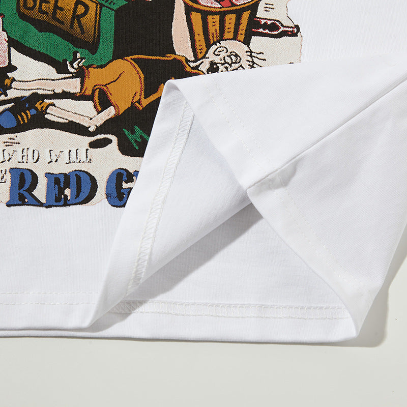Nyc 1990 Shirt Retro Cartoon Print Loose Short Sleeve T
