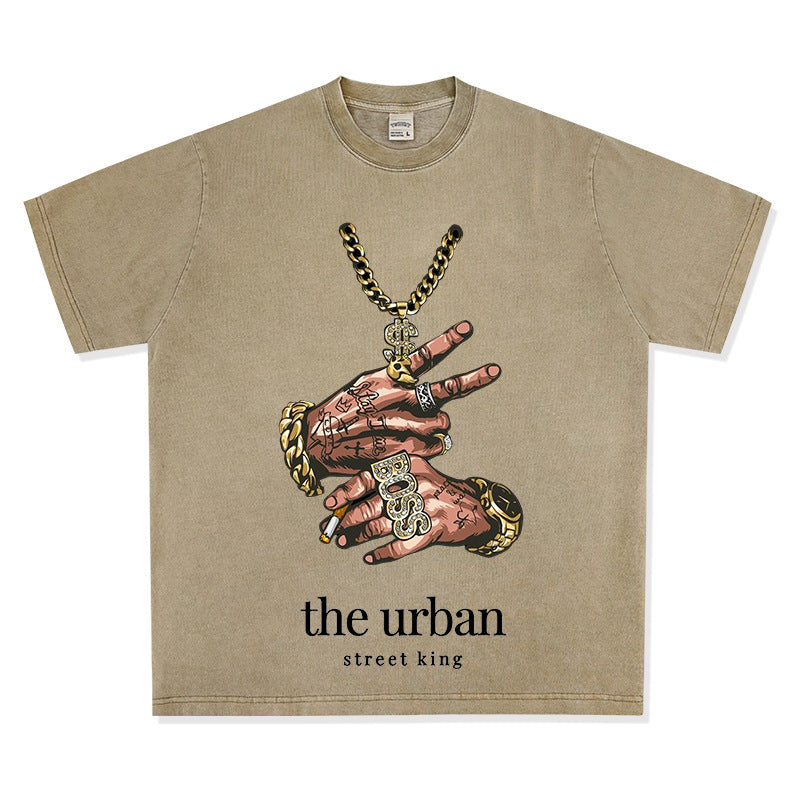 Streetwear masculino summer vintage short sleeve hip hop print t-shirt