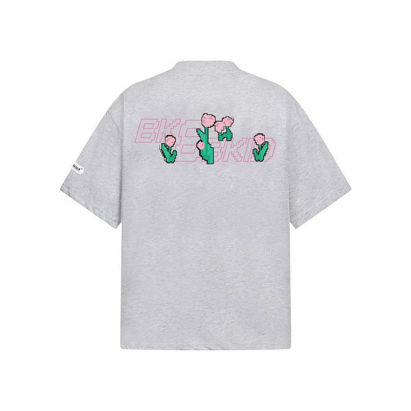 Casual Street Wear Rose Tulip Short Sleeve T-Shirt