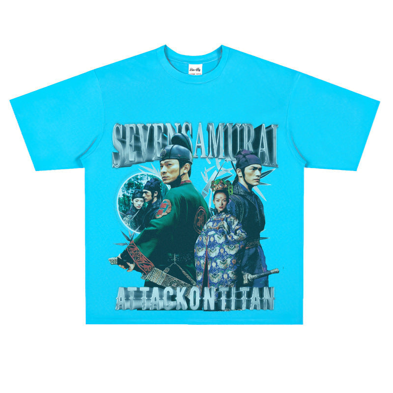 Film Star T Shirt Movie All-around Ambush Loose Retro Street Cotton Personality round Neck T-shirt Men and Women