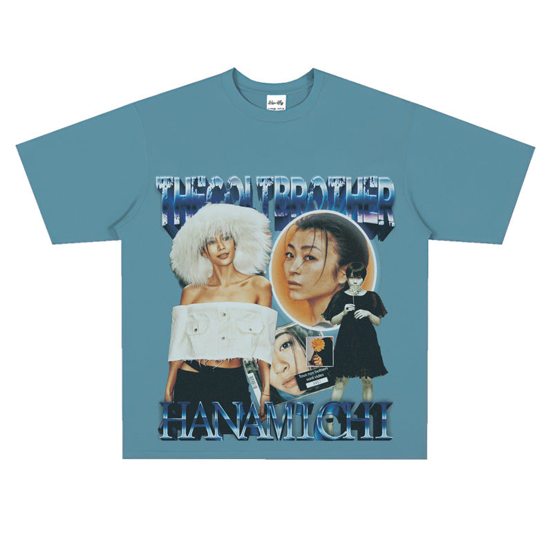 Film Star T Shirt Loose Heavy Retro Street T-shirt Men and Women