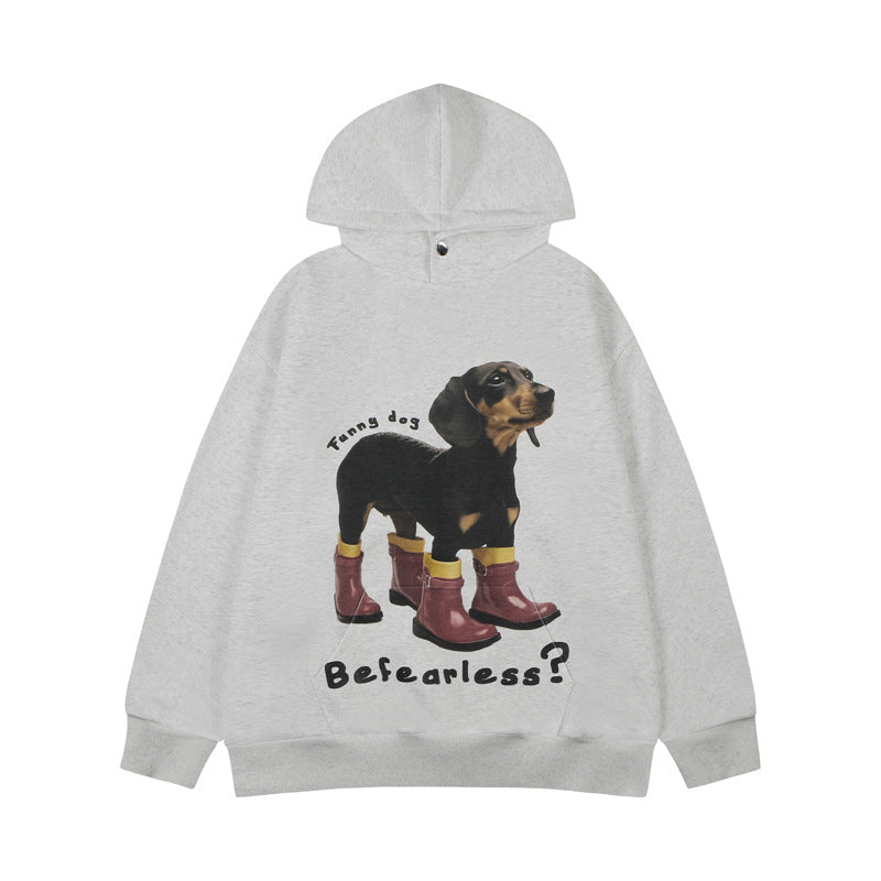Streetwear Hoodie Puppy Print Hooded Sweater Loose Hoodie