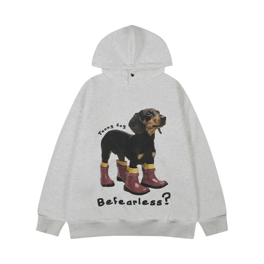 Streetwear Hoodie Puppy Print Hooded Sweater Loose Hoodie