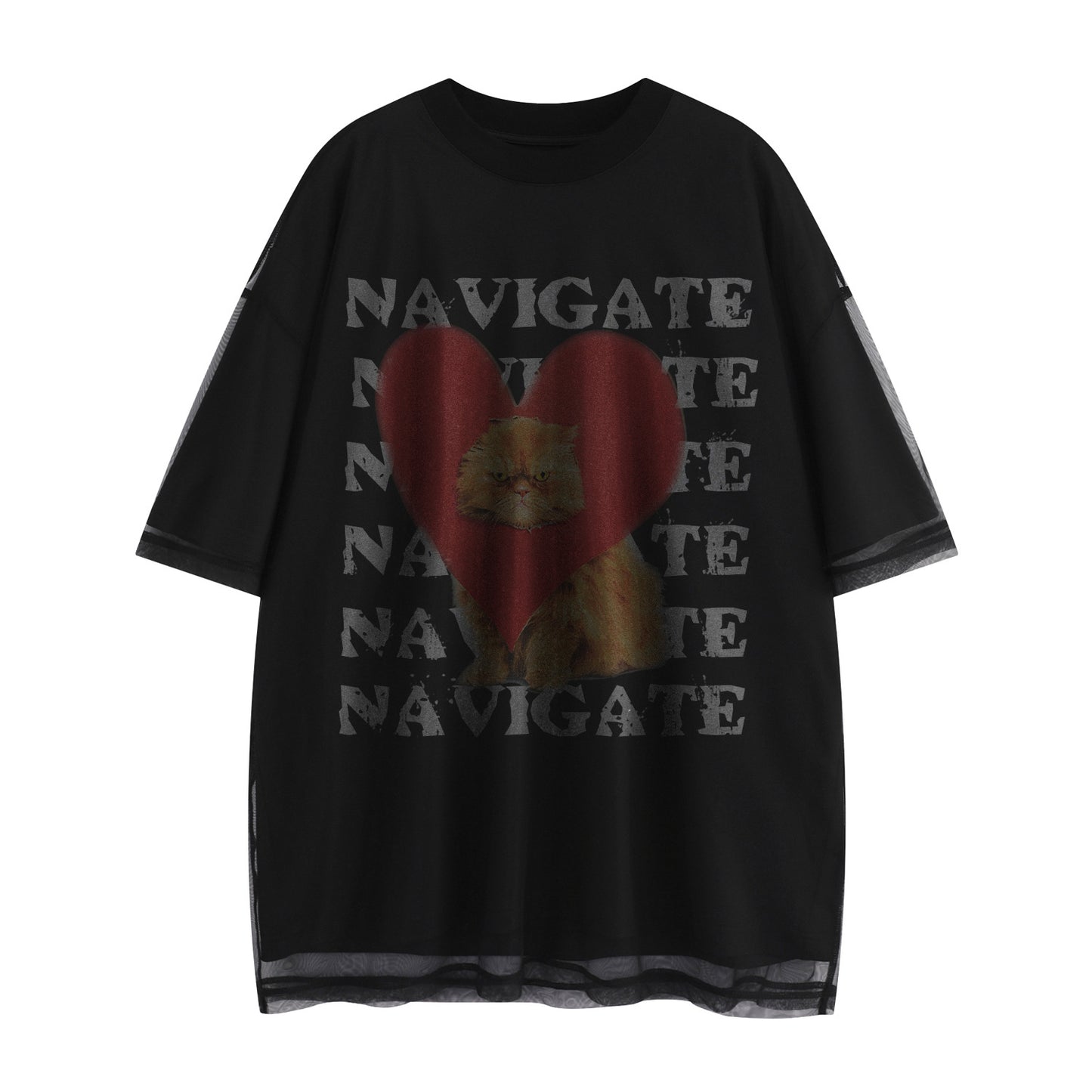 Camisetas streetwear Summer Kitten Letter Print Casual Loose Short Sleeve T-Shirt