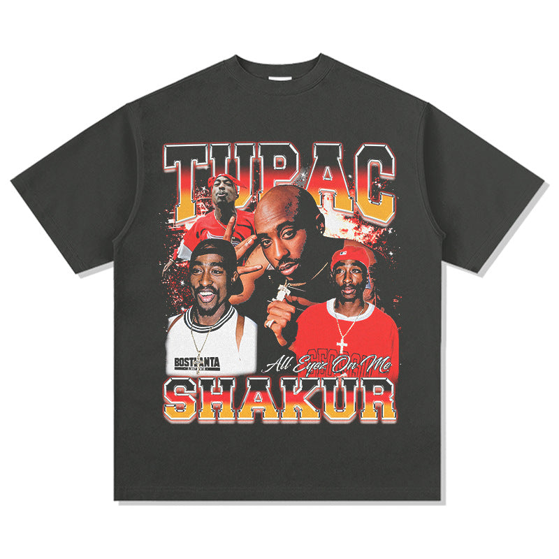 New york hip hop shop vintage hip hop tupac print short sleeve t-shirt