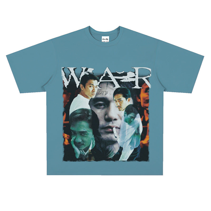 Film Star T Shirt Movie Andy Lau Short Sleeve Loose Retro American Street T-shirt