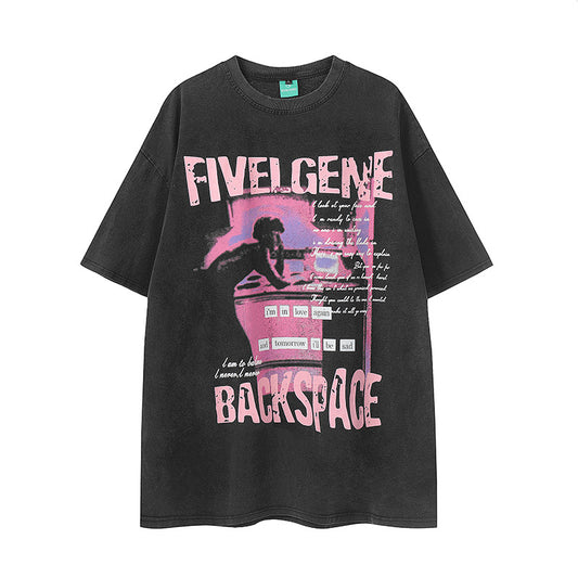 Hip Hop Clothes New York Vintage Wash Make Old Short Sleeve T-Shirt