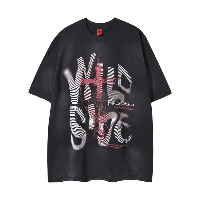New York Hip Hop Style Summer Crew Neck Print Short Sleeve T-Shirt Loose Casual Top