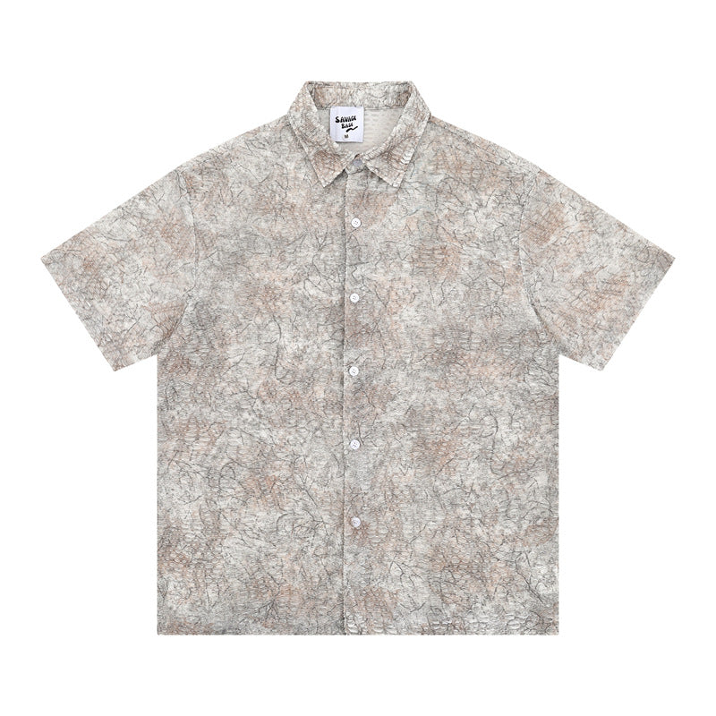 Hip Hop Shirts For Boys Short Sleeve Shirt Summer Lapel Button Up Shirt