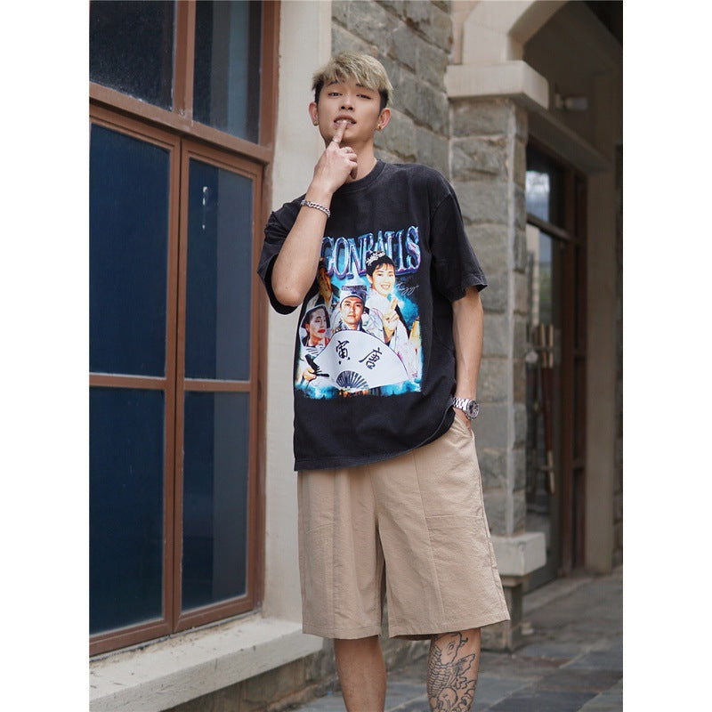 Film Star T Shirt Funny Stephen Chow Movie Short Sleeve Loose Retro T-shirt