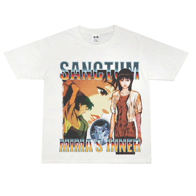 Film Star T Shirt Loose American Retro Street Cotton T-shirt for Men and Women