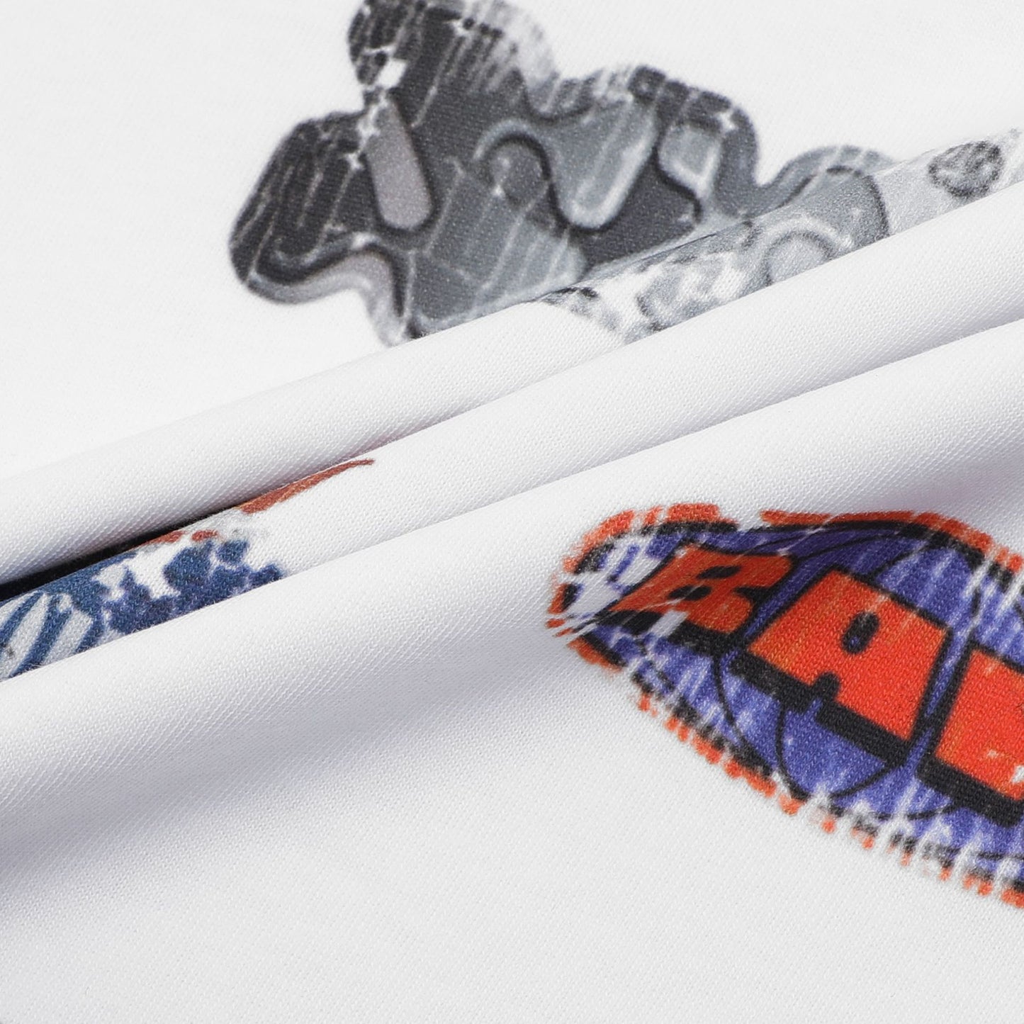 Hip hop shirt retro t-shirt short sleeve loose old print