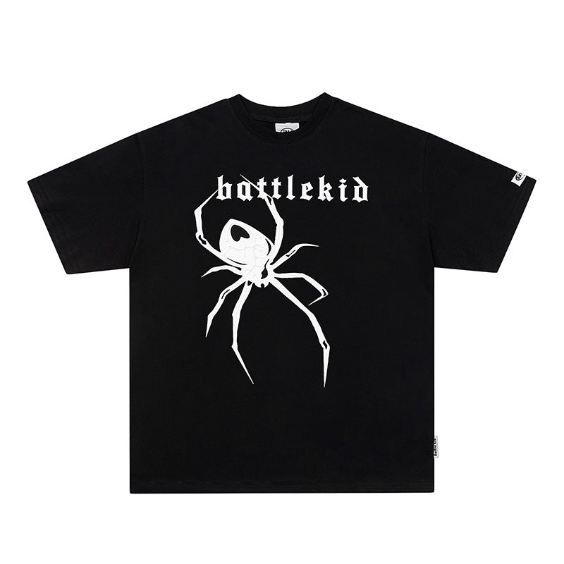 Vintage T Shirts Hip Hop Spider Print Short Sleeve T-Shirt Summer Loose tee