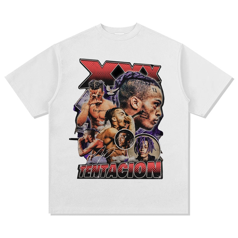 Cool t rapper XXX Tentacion print hip hop rap short sleeve t-shirt vintage