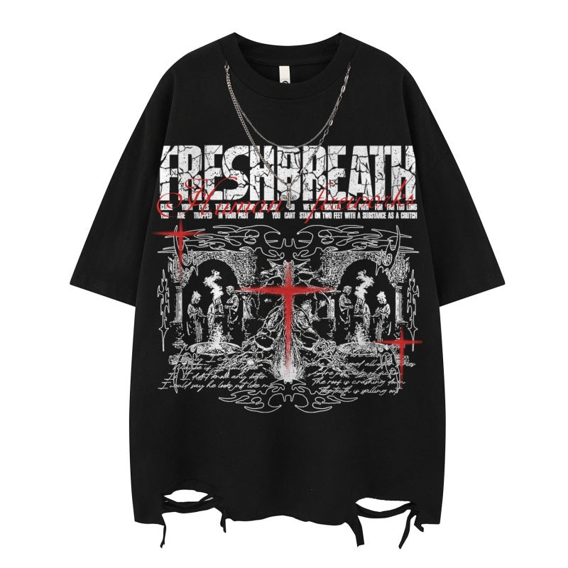 US drip outfits Summer Vintage Casual Loose Short Sleeve T-Shirts