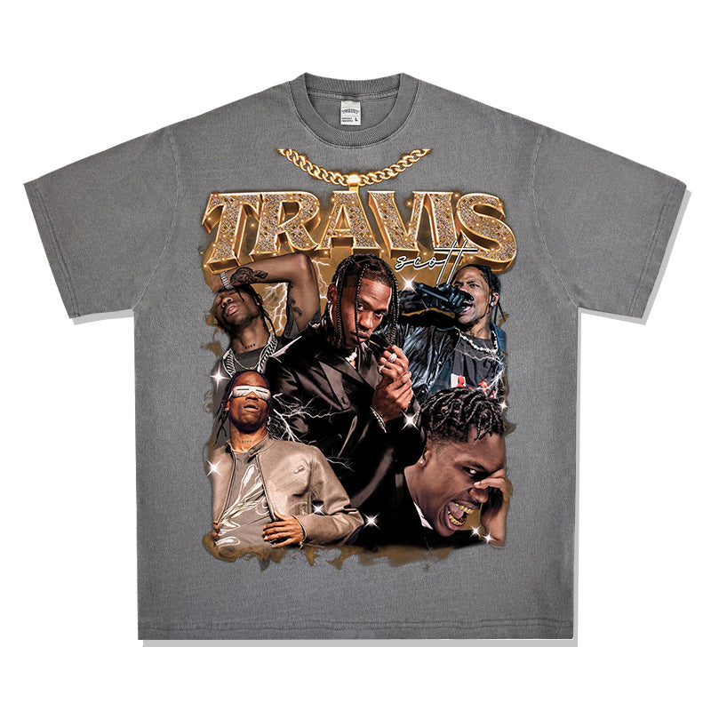New york hip hop shop hip hop TRAVIS SCOTT print short sleeve t-shirt