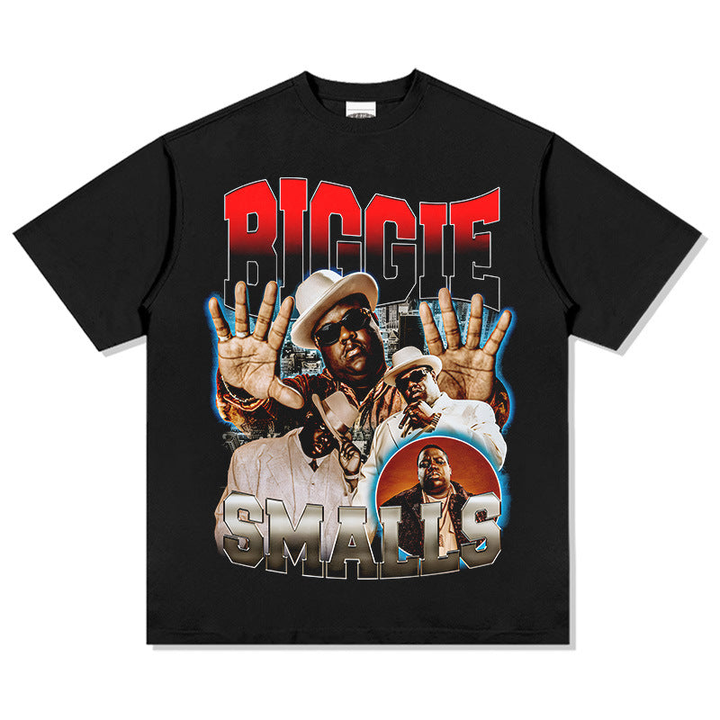 Marcas streetwear usa vintage hip hop big print short sleeve t-shirt