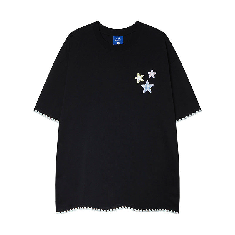 Nyc 1990 Shirt Vintage Star Embroidered Short Sleeve T-Shirt