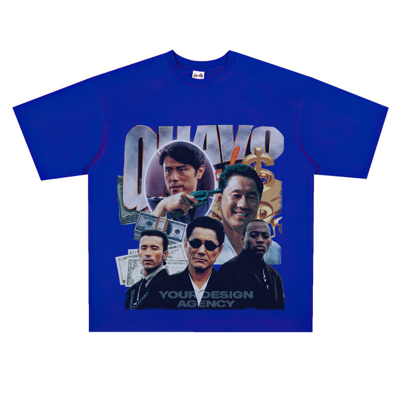 Film Star T Shirt Loose Japanese Style Retro Street Cotton T-shirt Men