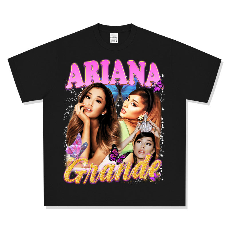 Streetwear masculino Ariana Grande print T-shirt