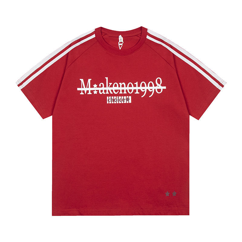 Vintage Usa Shirt Vintage Alphabet Print Short Sleeve T-Shirt