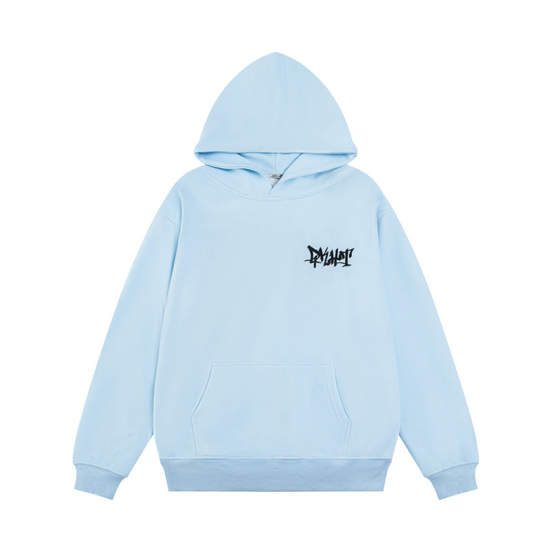 Streetwear Hoodie Letter Embroidered Hooded Sweater Men's Autumn Loose Casual Hoodie
