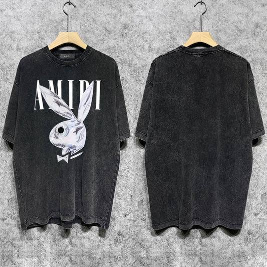 Amiri T-shirt Washed and Worn Retro Short Sleeve T-shirt