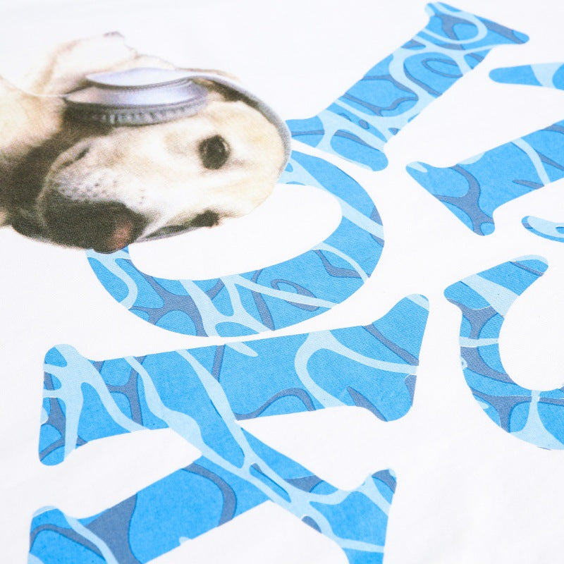 US drip outfits summer vintage doggy alphabet print casual loose short sleeve T-Shirts