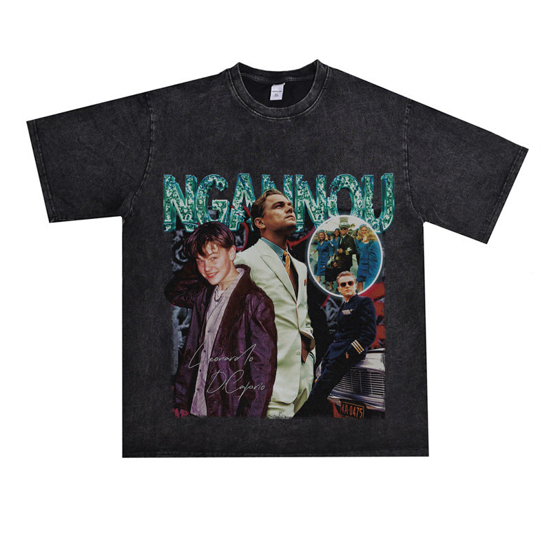 Film Star T Shirt Short Sleeve Loose Retro American Design T-shirt Men