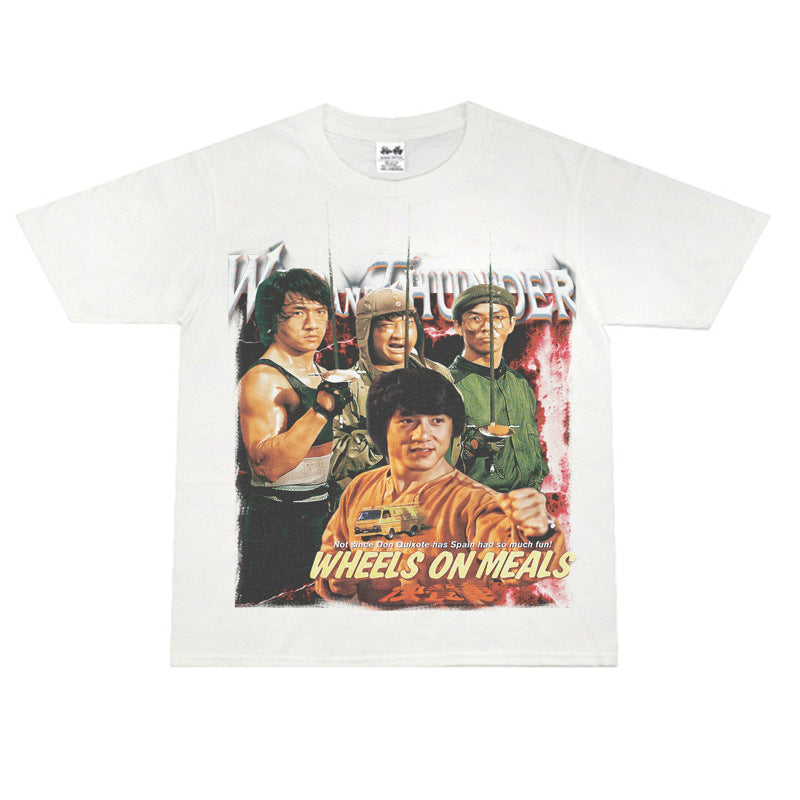 Film Star T Shirt Short Sleeve Retro American Street T-shirt for Men and Women