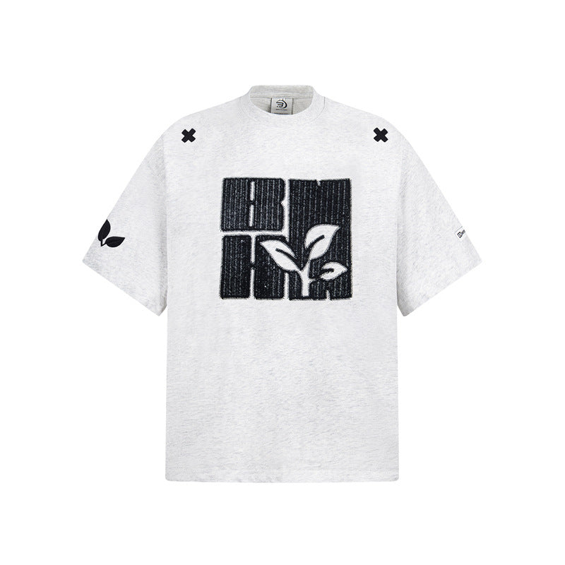 Camisas Retros Vintage Embroidery Letter Short Sleeve T