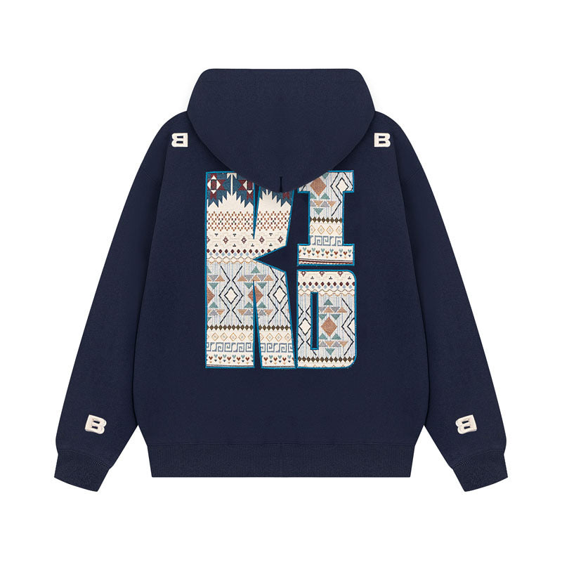 Streetwear Hoodie Embroidered Hooded Sweater Loose Hoodie Jacket