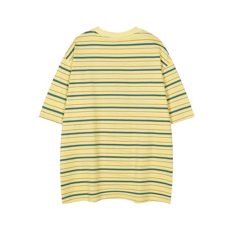 Hip Hop Shirts For Boys Crew Neck Striped Short Sleeve Shirt Casual Top