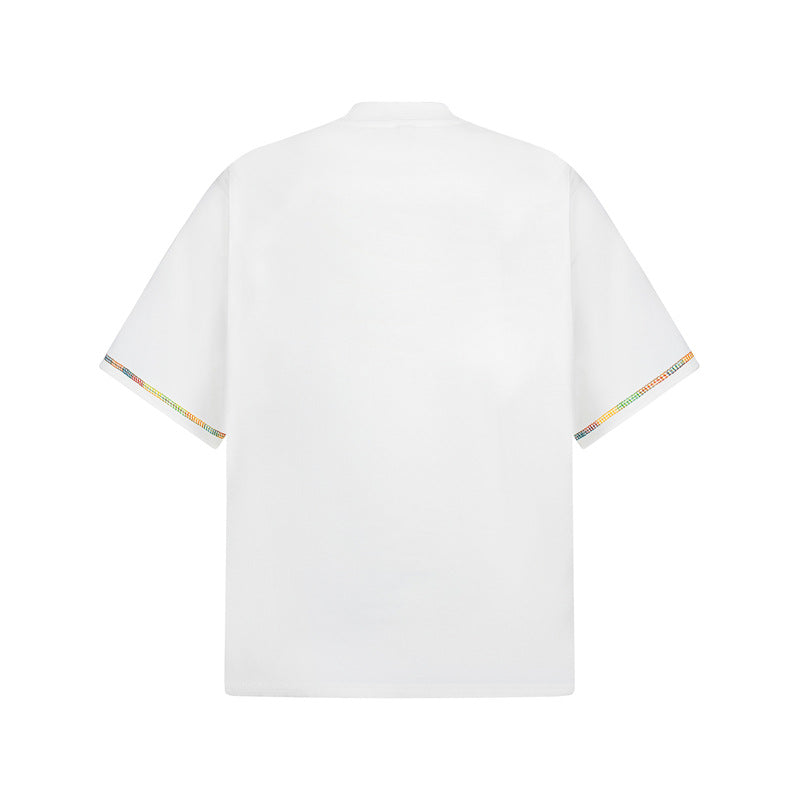 Stone Wash T shirt Vintage Crayon Graffiti Tie Short Sleeve T-Shirt Summer Loose Casual Top