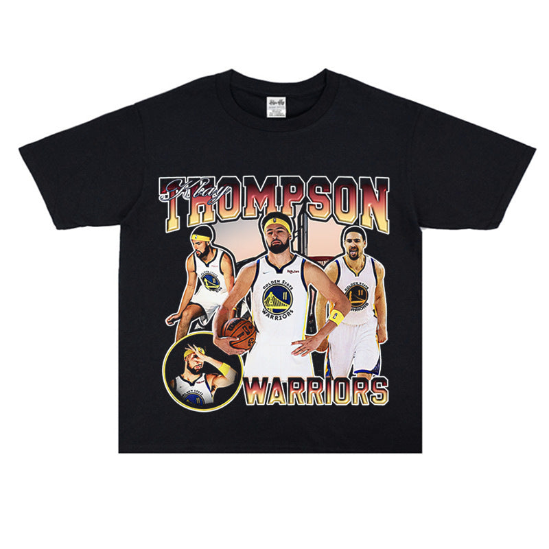 Film Star T Shirt Klaythompson Washed Distressed Printed American T-Shirt Retro Loose Short Sleeve