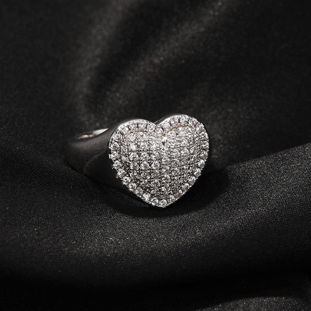 Rings Copper Set 5A Zircon Couple Ring Love Ring Spectrum St. Valentine's
