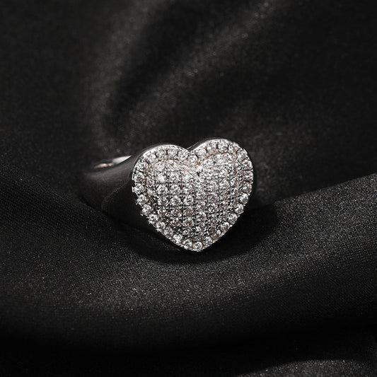 Rings Copper Set 5A Zircon Couple Ring Love Ring Spectrum St. Valentine's