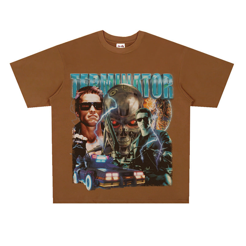 Film Star T Shirt Movie Terminator Poster Print Personalized Cotton Short Sleeve Loose round Neck T-shirt