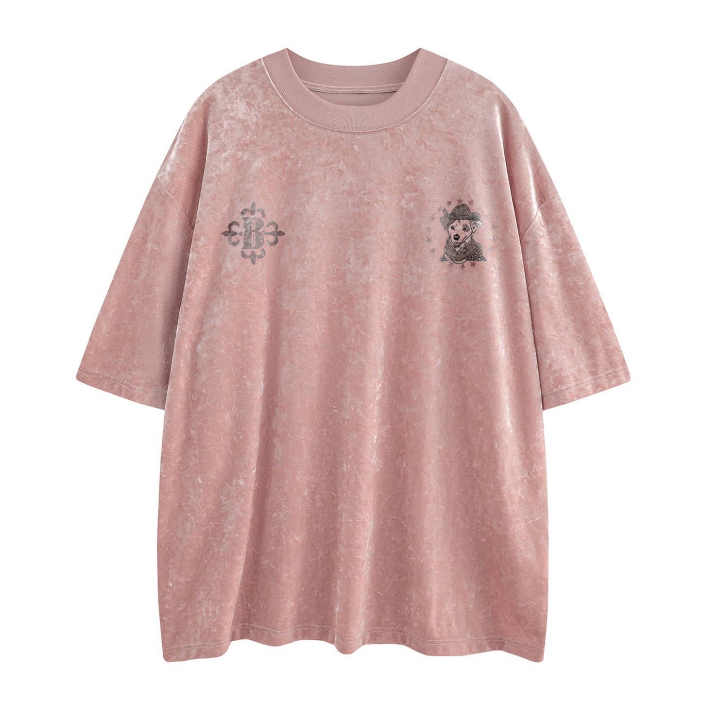 Distorted vintage puppy letter print short sleeve t-shirt summer loose casual top