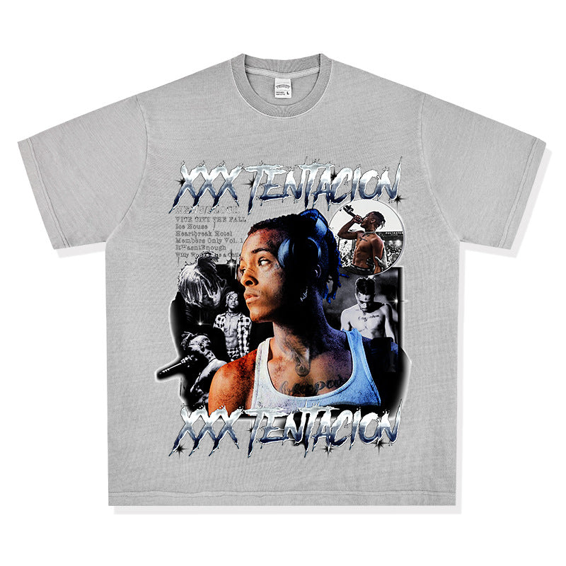 New york hip hop shop XXX Tentacion vintage vintage hip hop rap print short sleeve t-shirt