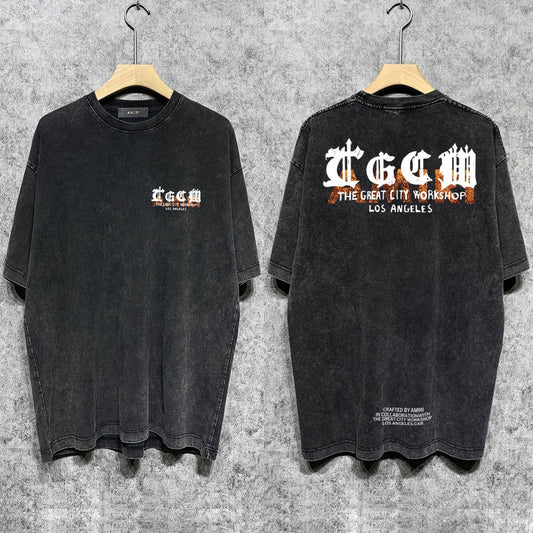 Amiri T-shirt Washed and Worn Retro Short Sleeve T-shirt
