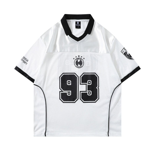 Y2K mens shirt retro V-neck casual t-shirt