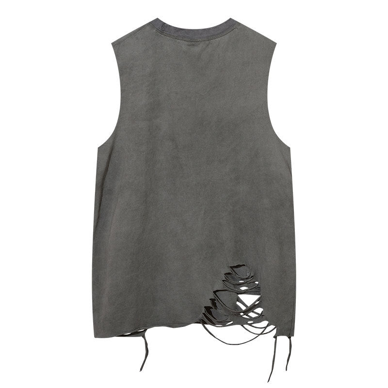 Vintage Tišö Rt Washed Old Vest Necklace Hip Hop Loose Top