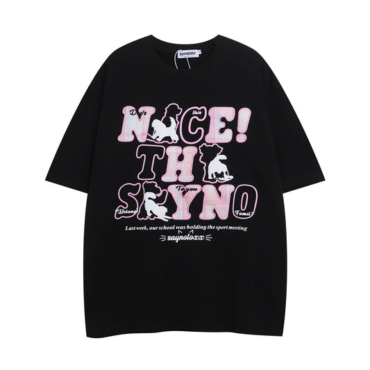 Nyc T Shirt Embroidered Cotton Short Sleeve T-Shirt Summer Loose Casual Top