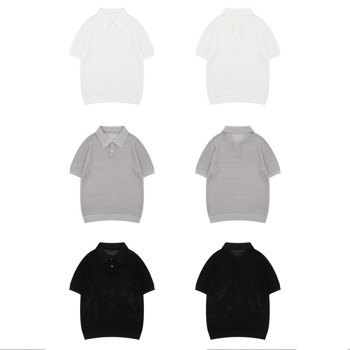 Hip hop clothing new york summer short-sleeved hollow-knit polo shirt lapel T-shirt