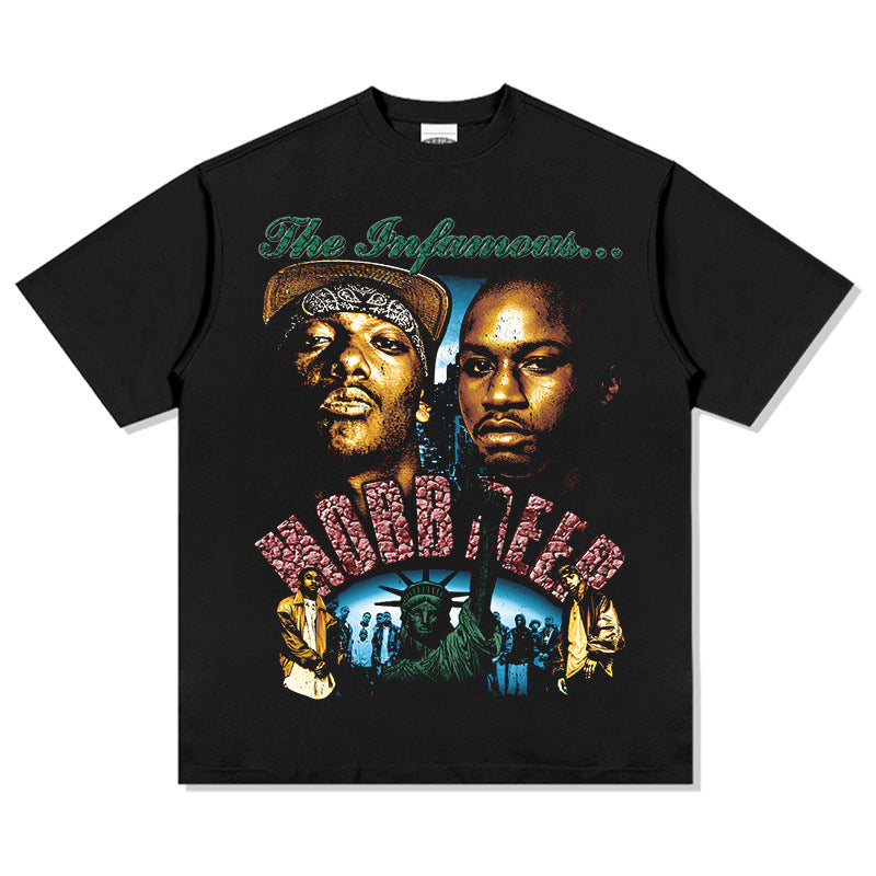 New york hip hop shop vintage hip hop mob deep print short sleeve t-shirt