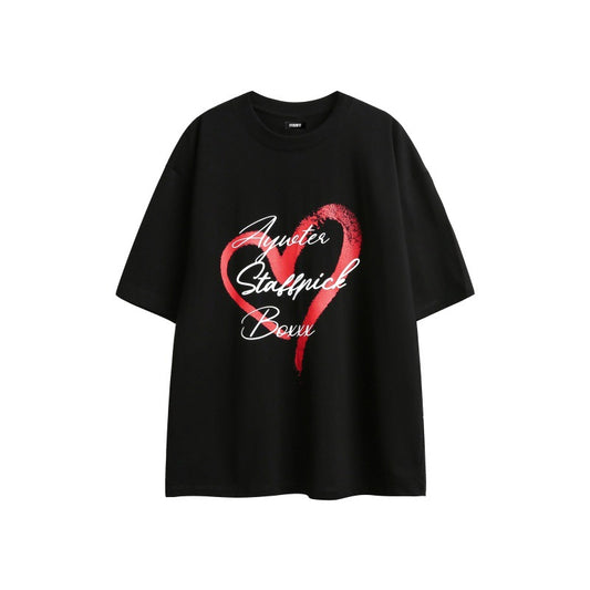 US drip outfits summer vintage love letter print casual loose short sleeve T-Shirts
